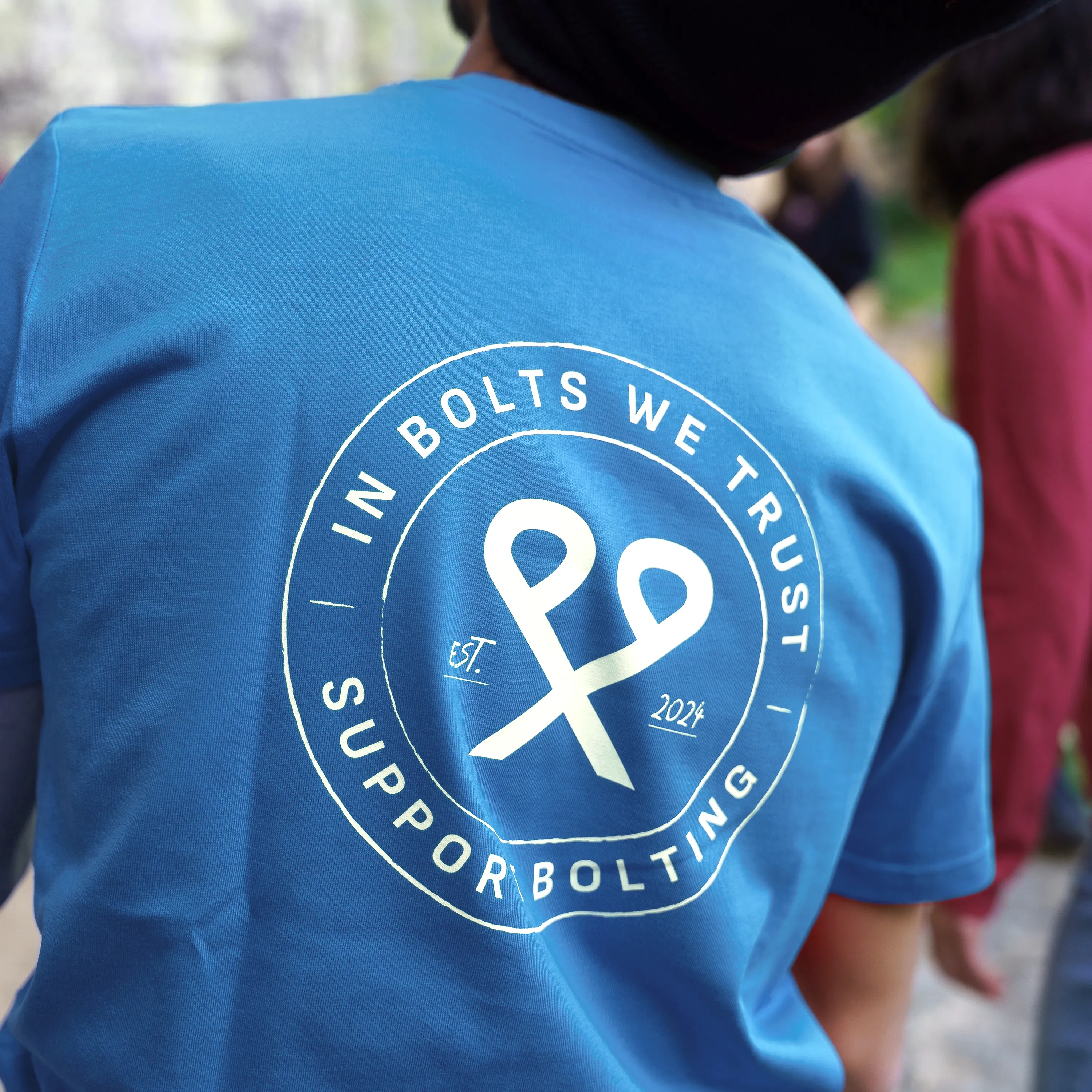T-Shirt for climbing - In bolts we trust (Blue)